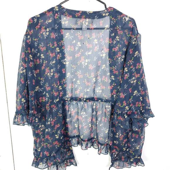 Decree Top Womens XL Sheer Lightweight Colorful Ruffle Poet Sleeve Feminine - Picture 10 of 10